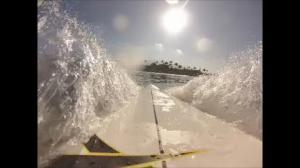 View from the nose - first wave caught on the Naish Glide GX 14'