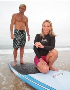 Auhtor of THE WAVE, Susan Casey, with her guide to Jaws (Maui), Laird Hamilton.