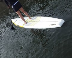 This seems to be a good foot position for flat water up wind and down - comments?