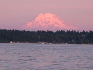 Mount Rainier watching over Totten Inlet