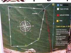 The green line went to the yellow buoy, our first sprint leg of the race. The black buoy is the infamous Hammer buoy