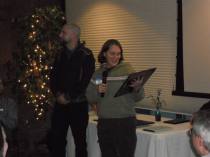 Amy Graves from KIALOA Paddles accepting the WISE Award in 2013